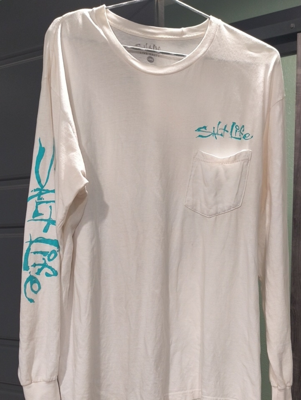 Salt Life White Long Sleeve Tee with Teal Logo